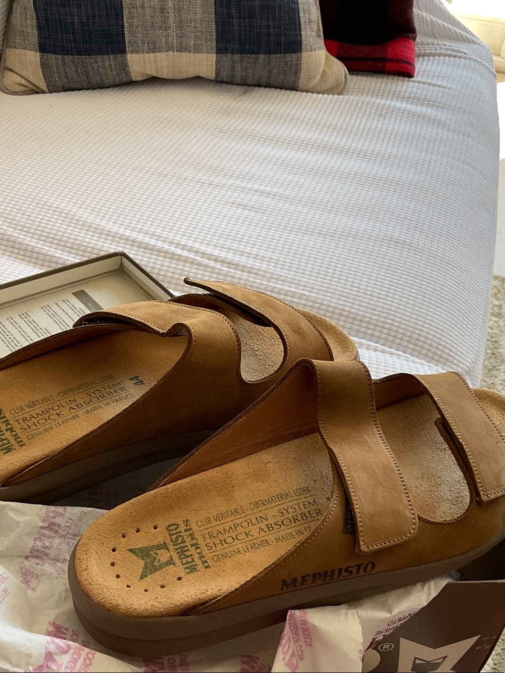 Mephisto Brown Nubuck Double-Strap Slide Sandals - Picture 2 of 5